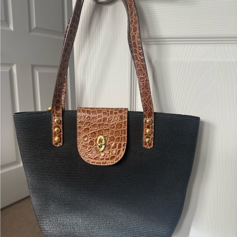 Eric Javits Elegant Black and Brown Tote Bag